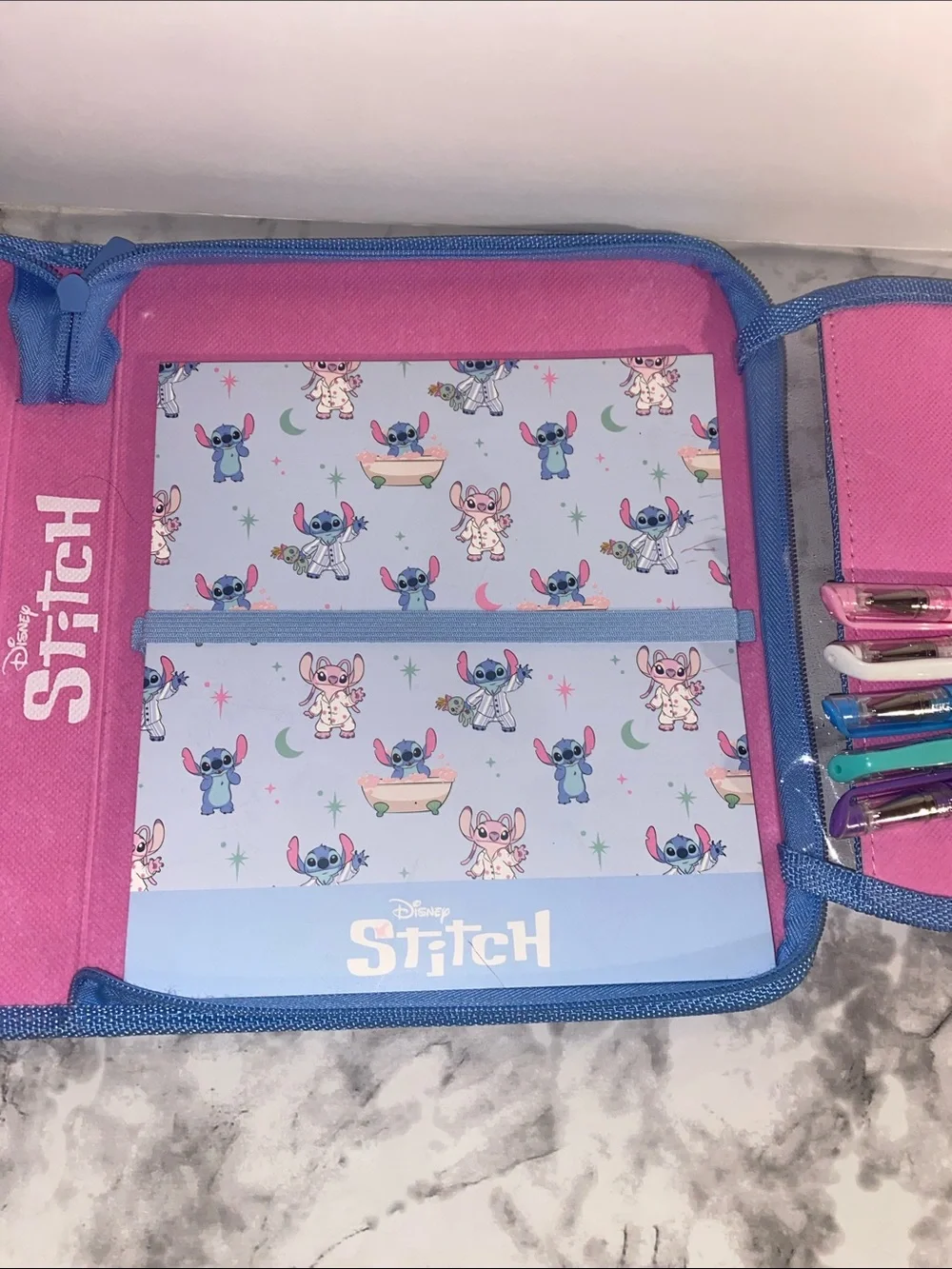 Claire's Blue & Pink Stitch Plush Pencil Case